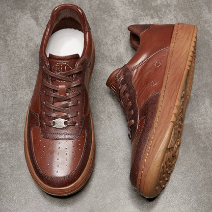 Handcrafted Vintage Niche Horsehide Design Casual Classic Skate Shoes