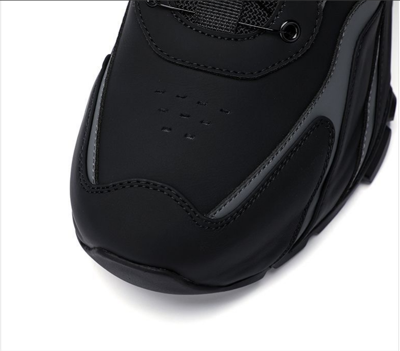 Full-Grain Leather Rotating Buckle Dad Sneakers