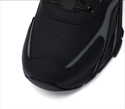 Full-Grain Leather Rotating Buckle Dad Sneakers