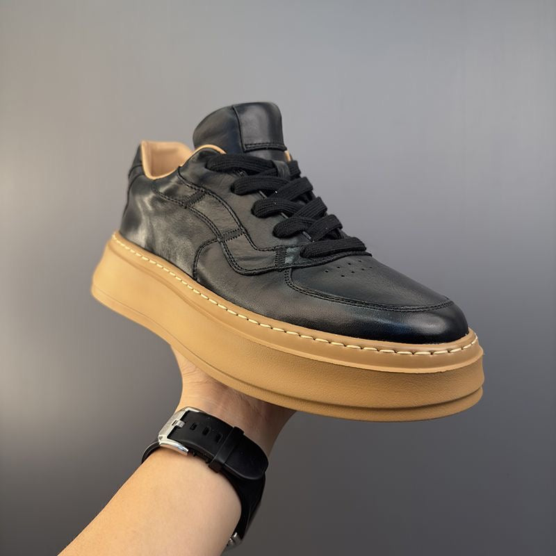 Handcrafted Vintage Horsehide Thick-Sole Casual Sneakers
