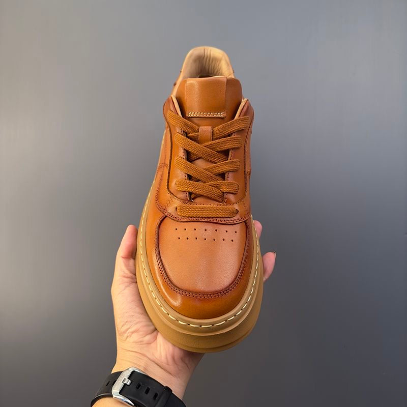 Handcrafted Vintage Horsehide Thick-Sole Casual Sneakers