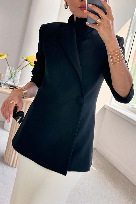 Elegant Satin One-Button Blazer
