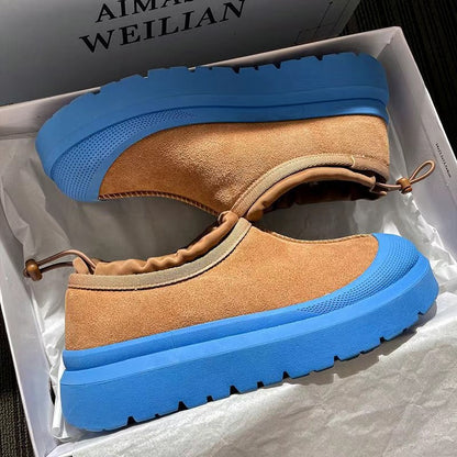 Winter Fleece-Lined Thick-Sole Genuine Leather Snow Boots