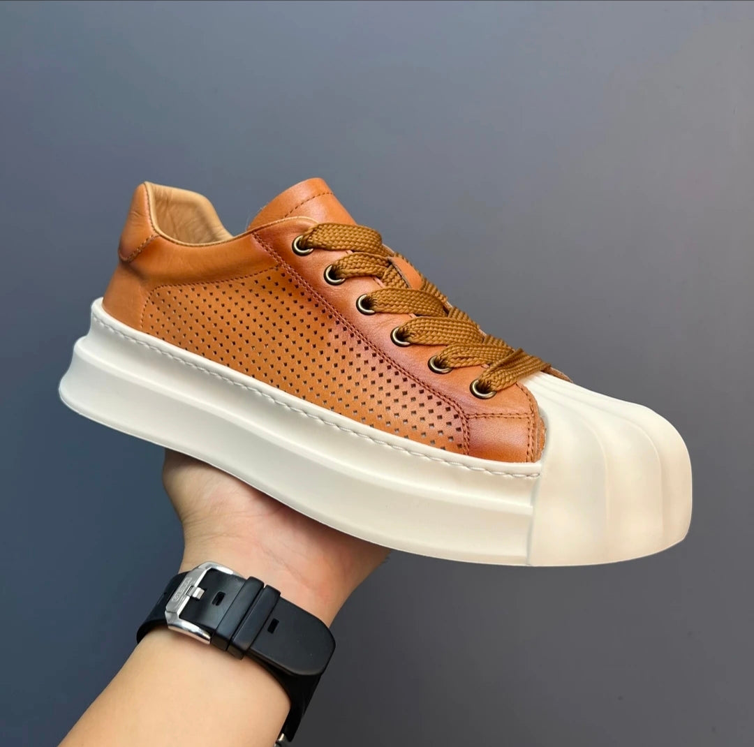 Handcrafted Vintage Shell-Toe Fashionable and Versatile Height-Boosting Low-Top Skate Shoes