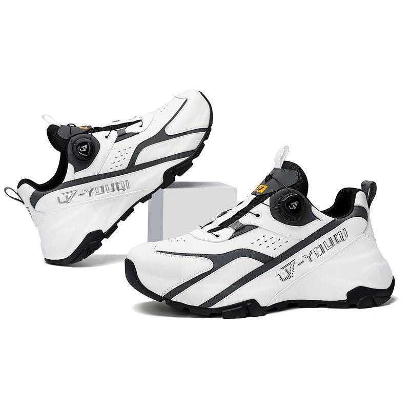 Full-Grain Leather Rotating Buckle Dad Sneakers