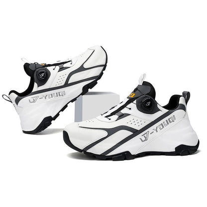 Full-Grain Leather Rotating Buckle Dad Sneakers