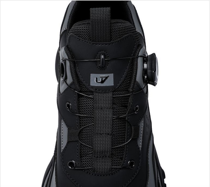 Full-Grain Leather Rotating Buckle Dad Sneakers