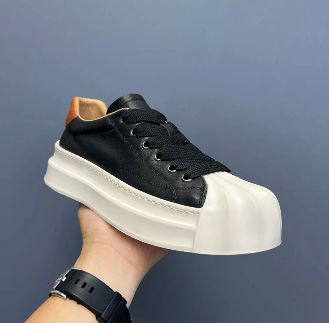 Handcrafted Vintage Shell-Toe Fashionable and Versatile Height-Boosting Low-Top Skate Shoes