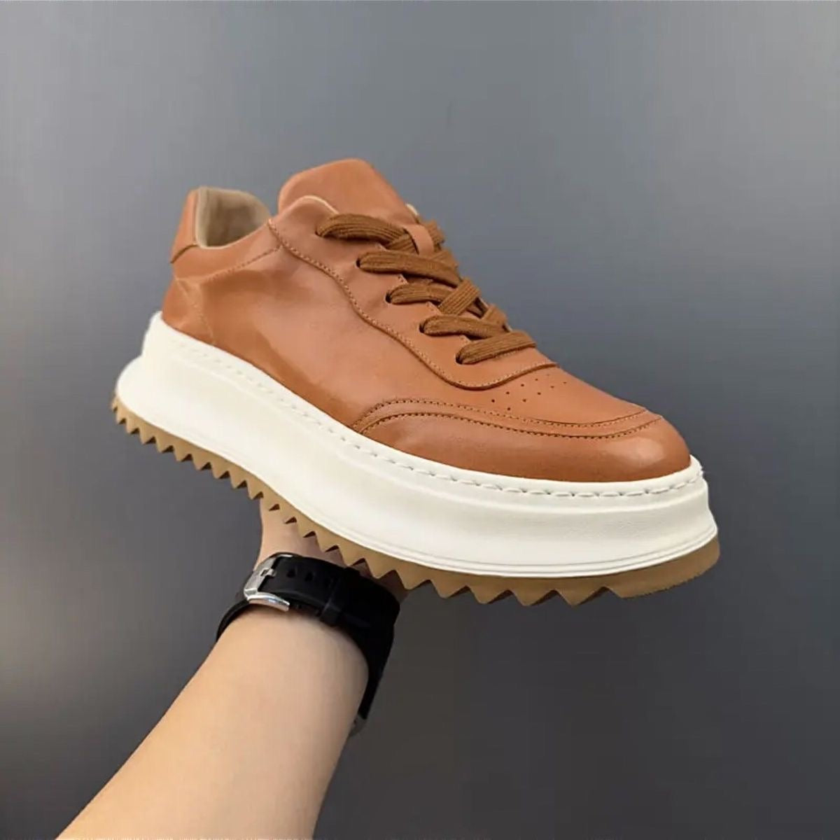 Handcrafted Horsehide Soft Thick-Sole Casual Retro Low-Top Sneakers