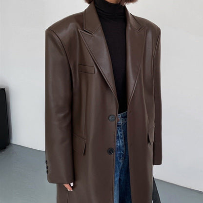 Power Luxe PU Trench Coat