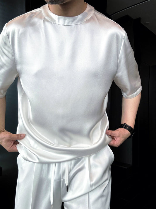 Acetic Acid Minimalist Trend Short-Sleeve Crew Neck Casual T-Shirt and Shorts Set