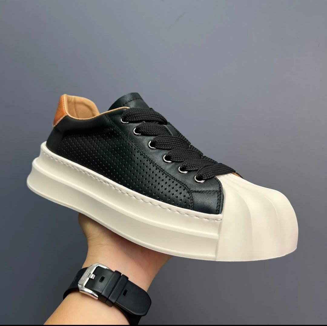 Handcrafted Vintage Shell-Toe Fashionable and Versatile Height-Boosting Low-Top Skate Shoes