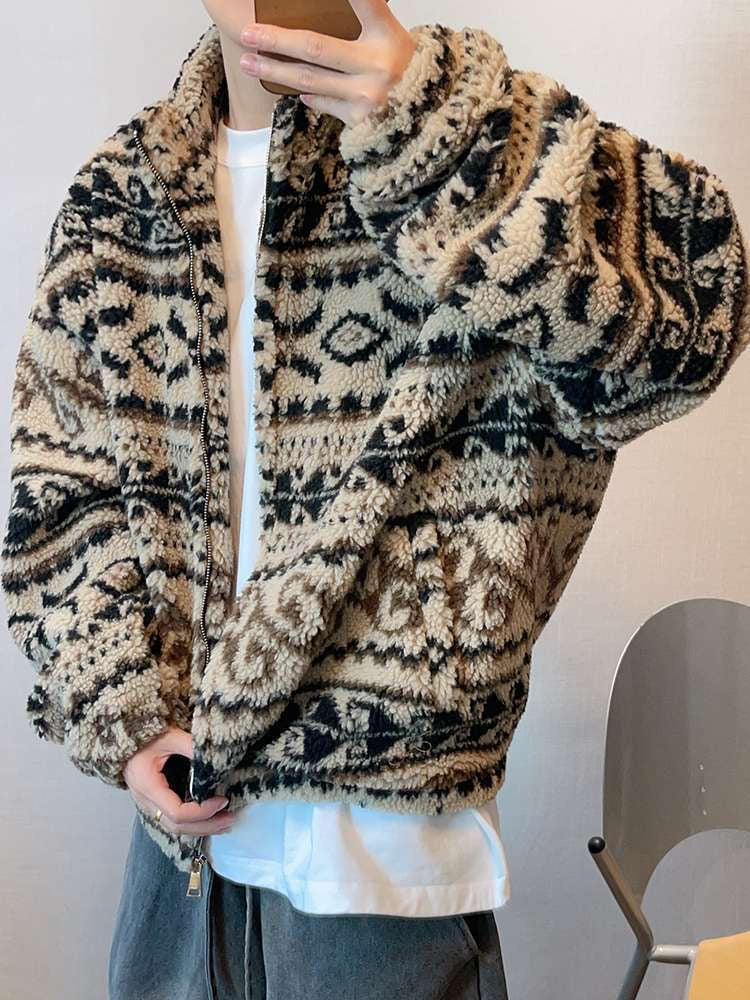 Autumn/Winter Vintage Shearling Oversized Warm Zipper Jacket