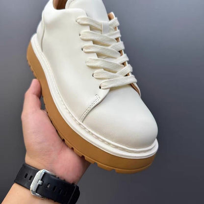 Fashionable Genuine Leather Versatile Chunky Sole Trendy Skate Shoes