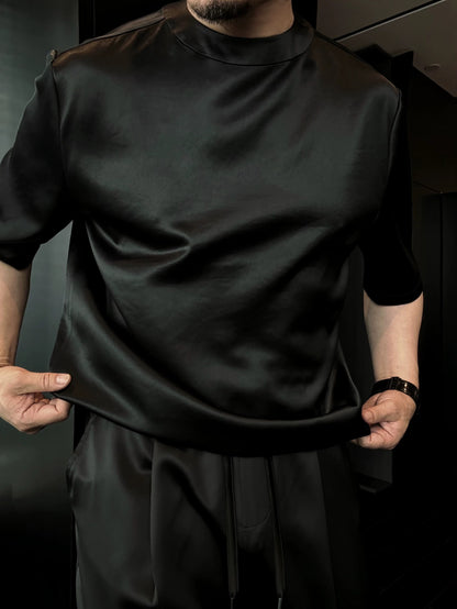 Acetic Acid Minimalist Trend Short-Sleeve Crew Neck Casual T-Shirt and Shorts Set