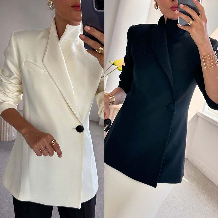 Elegant Satin One-Button Blazer