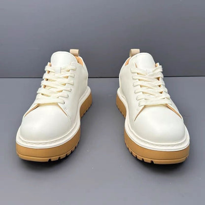 Fashionable Genuine Leather Versatile Chunky Sole Trendy Skate Shoes