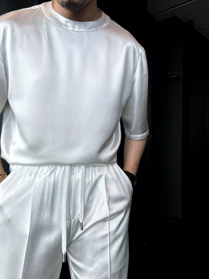 Acetic Acid Minimalist Trend Short-Sleeve Crew Neck Casual T-Shirt and Shorts Set