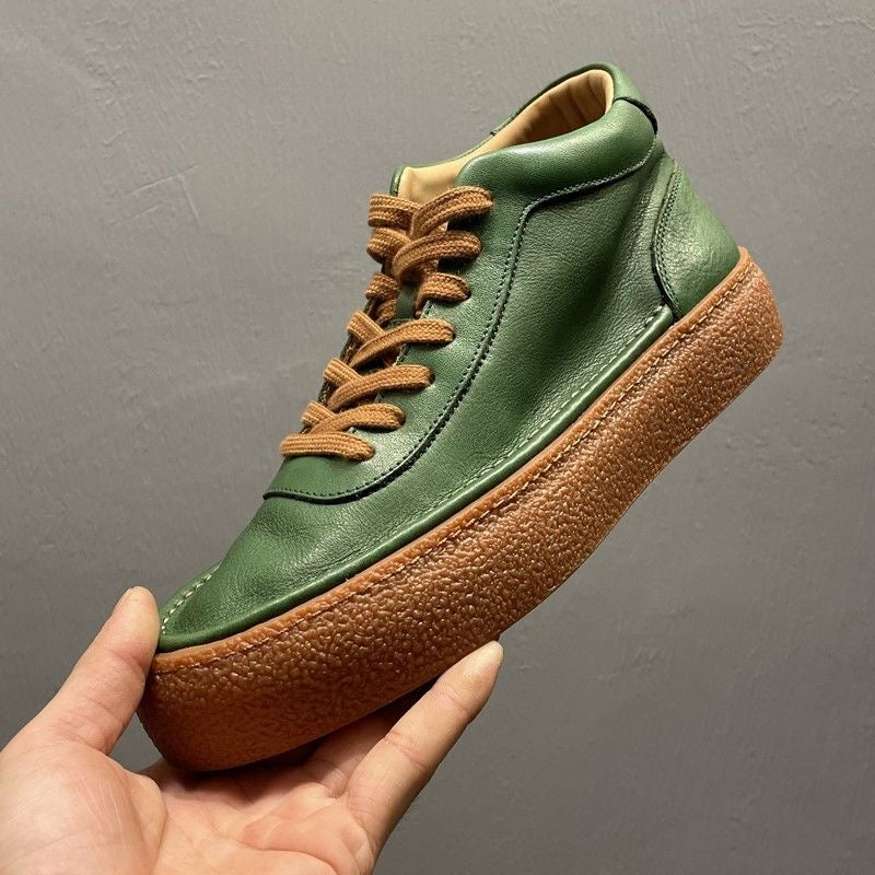 Retro Handcrafted Cowhide Casual Skate Shoes