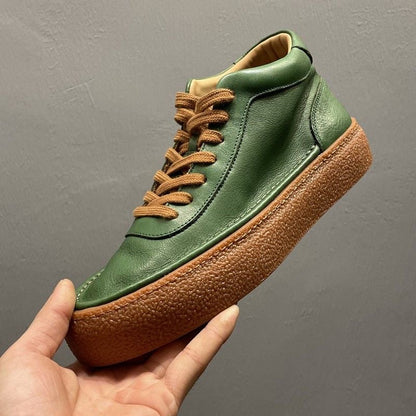 Retro Handcrafted Cowhide Casual Skate Shoes