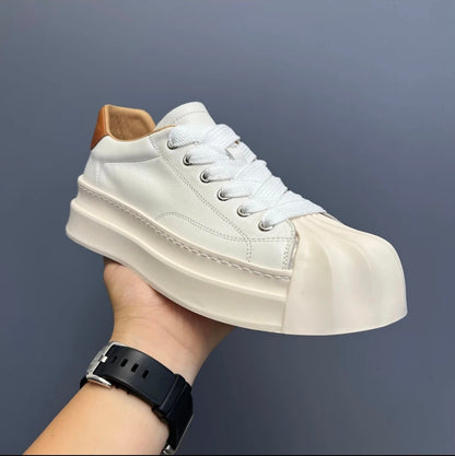 Handcrafted Vintage Shell-Toe Fashionable and Versatile Height-Boosting Low-Top Skate Shoes