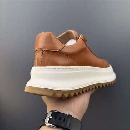 Handcrafted Horsehide Soft Thick-Sole Casual Retro Low-Top Sneakers