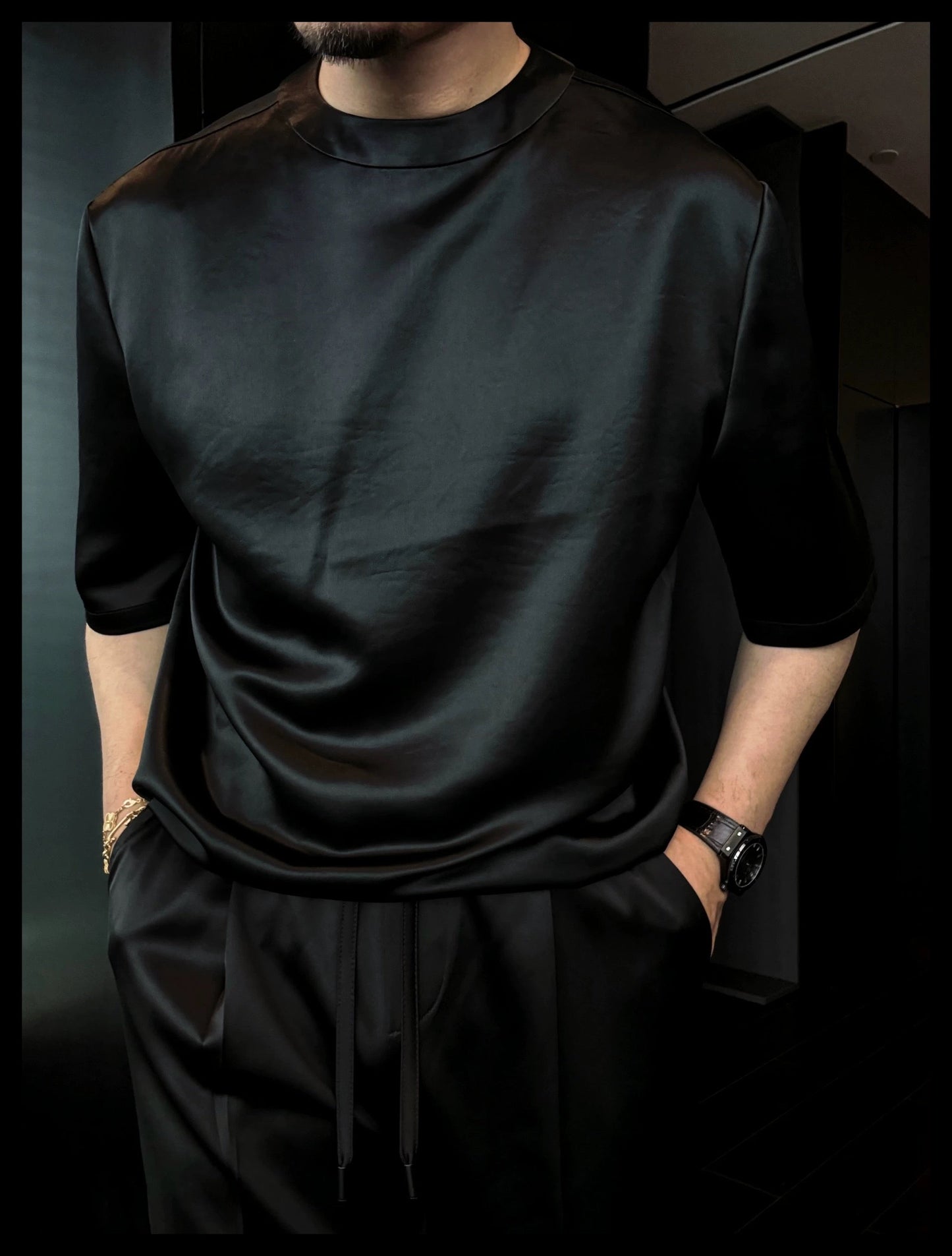 Acetic Acid Minimalist Trend Short-Sleeve Crew Neck Casual T-Shirt and Shorts Set