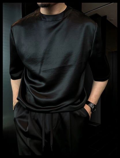 Acetic Acid Minimalist Trend Short-Sleeve Crew Neck Casual T-Shirt and Shorts Set