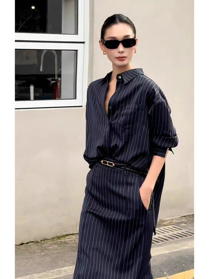 Striped Shirt and Skirt Set (Includes Matching Belt)