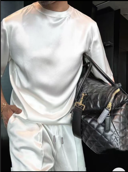 Acetic Acid Minimalist Trend Short-Sleeve Crew Neck Casual T-Shirt and Shorts Set