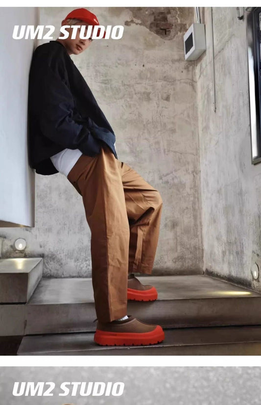 Winter Unisex Fur-Lined Thick-Sole Genuine Leather Snow Boots