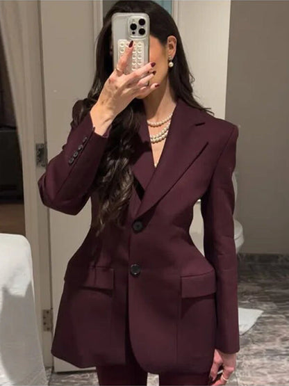Chic V-Neck Waist-Cinched Blazer