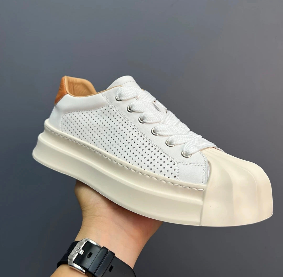 Handcrafted Vintage Shell-Toe Fashionable and Versatile Height-Boosting Low-Top Skate Shoes