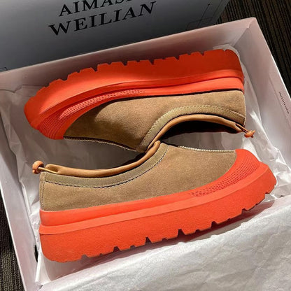 Winter Fleece-Lined Thick-Sole Genuine Leather Snow Boots