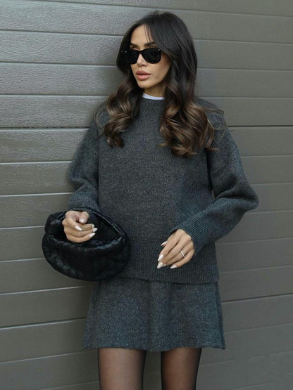 Chic Preppy Knit Sweater & Skirt Set