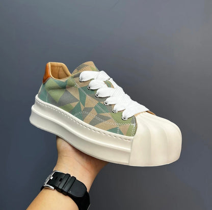 Handcrafted Vintage Shell-Toe Fashionable and Versatile Height-Boosting Low-Top Skate Shoes