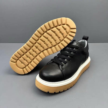 Fashionable Genuine Leather Versatile Chunky Sole Trendy Skate Shoes