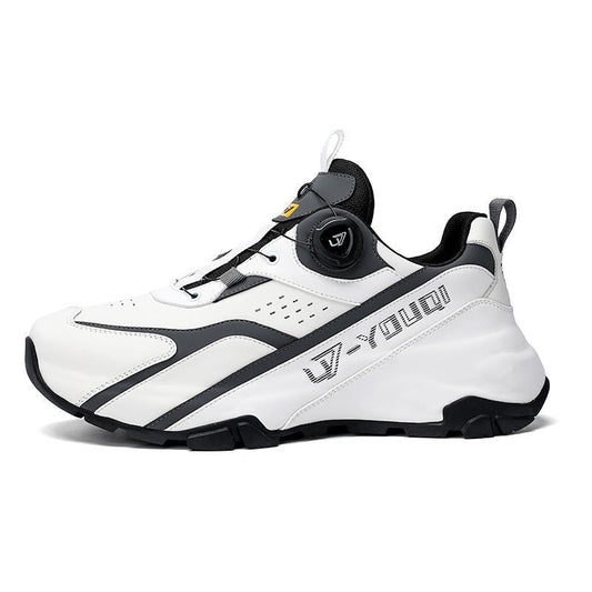 Full-Grain Leather Rotating Buckle Dad Sneakers