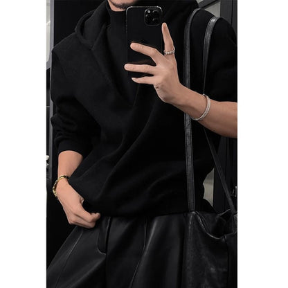 Autumn/Winter Vintage-Style Oversized Hooded Sweatshirt with Fake Two-Piece Design