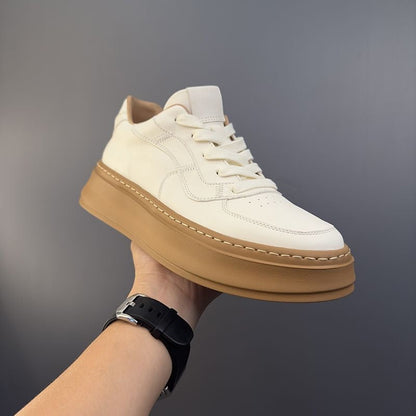 Handcrafted Vintage Horsehide Thick-Sole Casual Sneakers