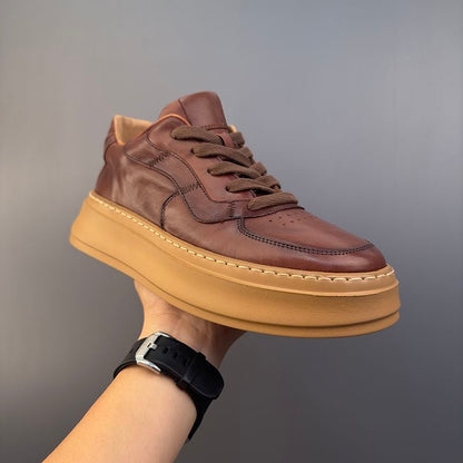 Handcrafted Vintage Horsehide Thick-Sole Casual Sneakers