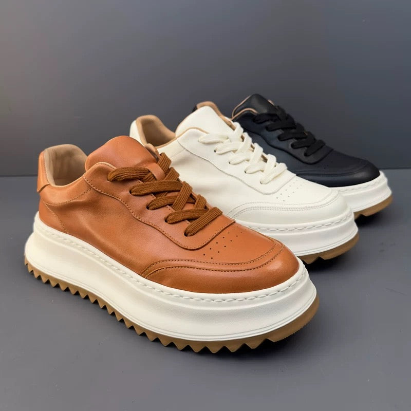 Handcrafted Horsehide Soft Thick-Sole Casual Retro Low-Top Sneakers