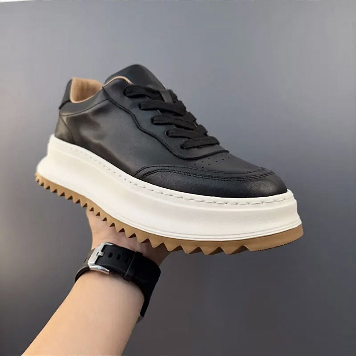 Handcrafted Horsehide Soft Thick-Sole Casual Retro Low-Top Sneakers
