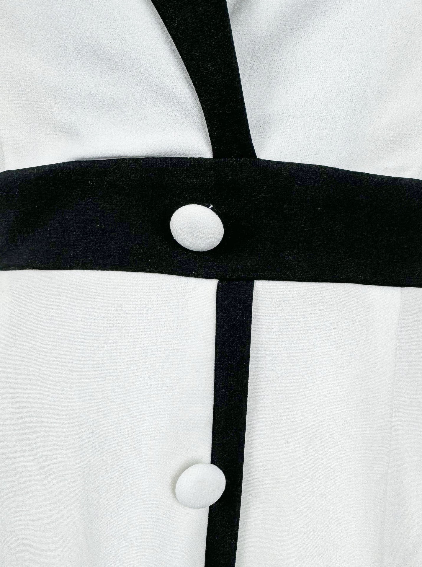 Parisian Elegance Figure-Flattering Black & White Color-Block Midi Dress