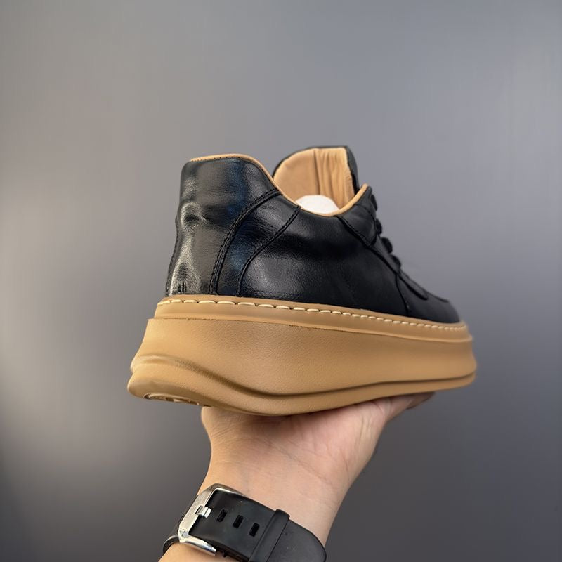Handcrafted Vintage Horsehide Thick-Sole Casual Sneakers