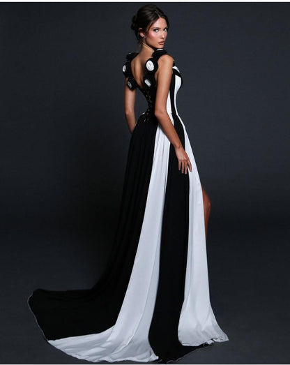 Omega Sleeveless V-Neck Flowers Bandage Maxi Dress