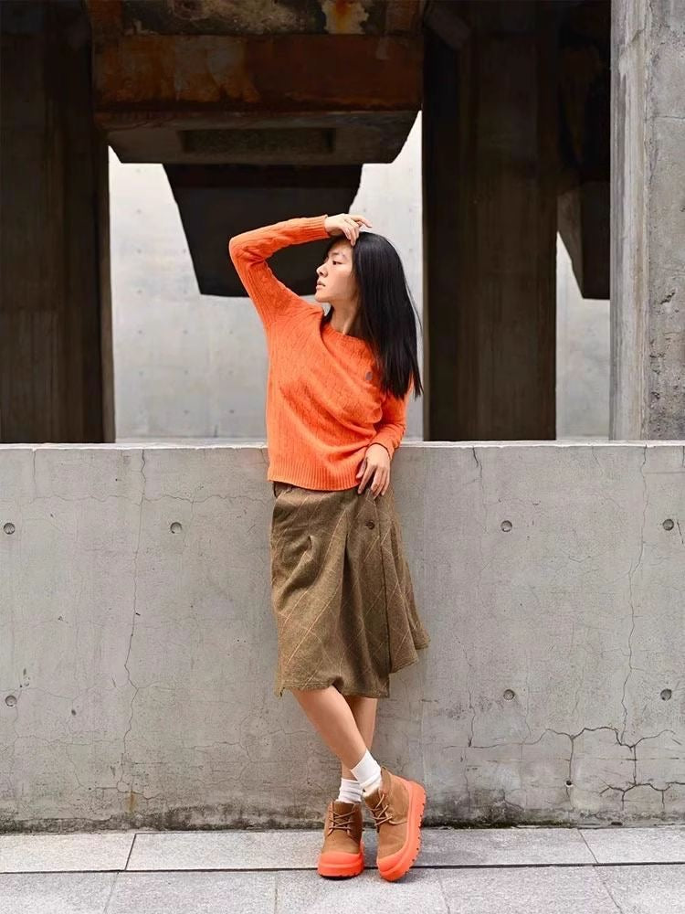 Winter Fleece-Lined Thick-Sole Genuine Leather Snow Boots