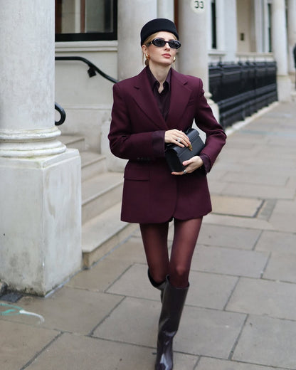 Chic V-Neck Waist-Cinched Blazer