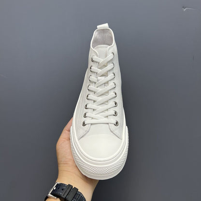 High-top full-grain leather versatile fashion casual chunky-sole sneakers