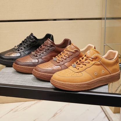Handcrafted Vintage Niche Horsehide Design Casual Classic Skate Shoes